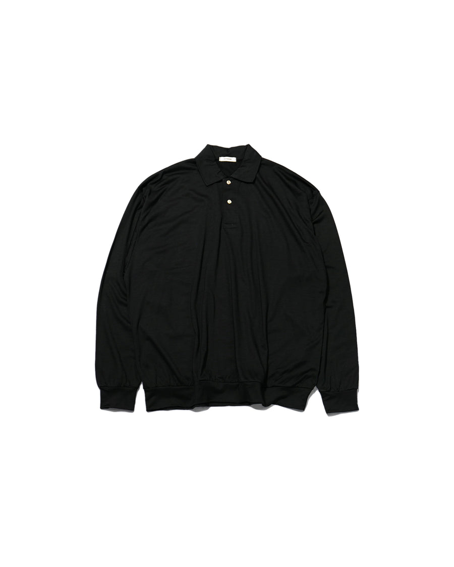 EXTRA FINE MERINO WOOL JERSEY HYPER BIG LONG POLO SHIRT